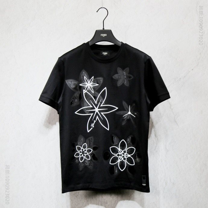 FEN /芬迪20SS新季镂空压胶KALEIDO花短袖T