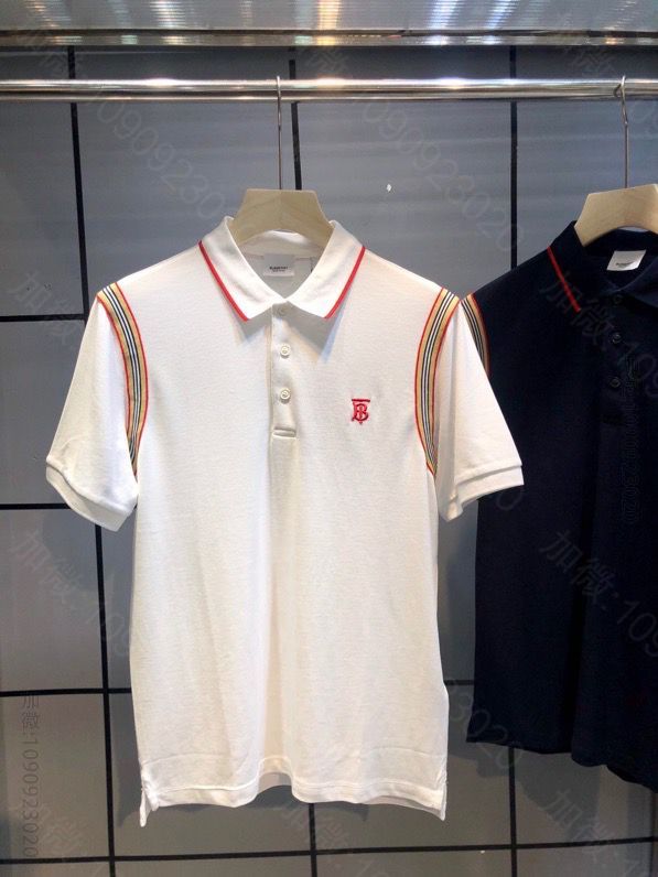 BURBERRY巴宝莉 2023夏季新款 翻领镶边珠地网眼棉POLO衫短袖