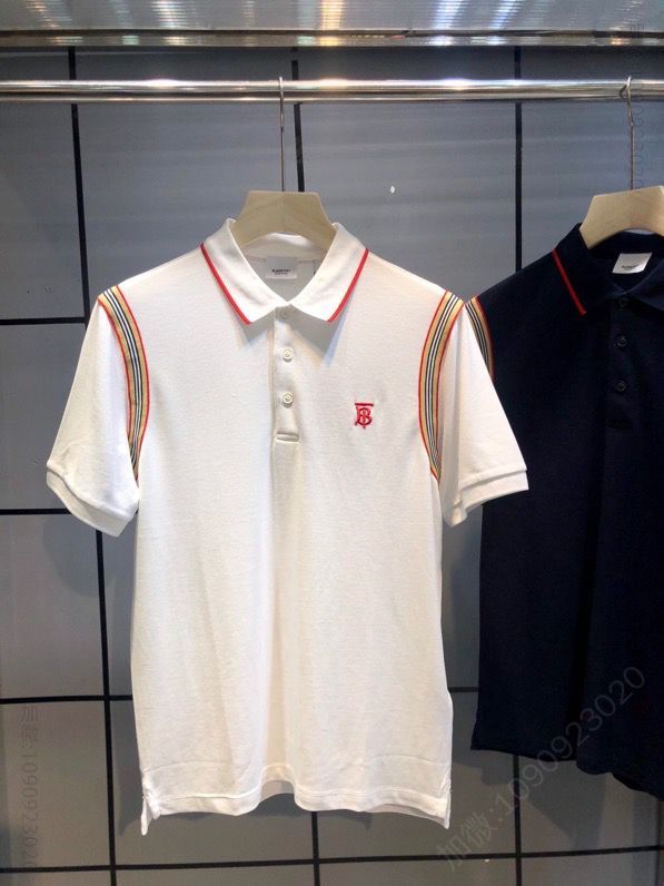 BURBERRY巴宝莉 2023夏季新款 翻领镶边珠地网眼棉POLO衫短袖