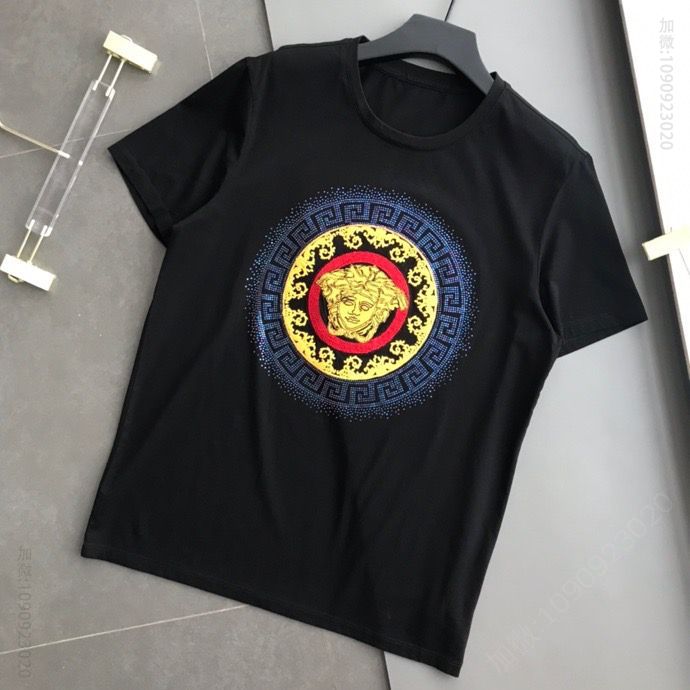 VERSACE 2023ss春夏新款 全手工刺绣经典美杜莎头像男装短袖T恤