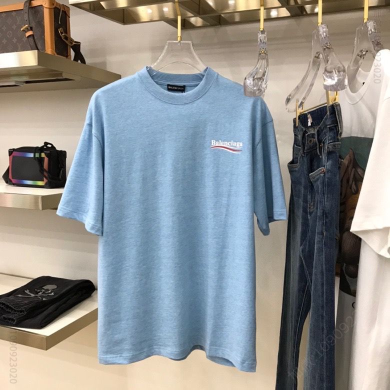 Balenciag 20ss 雾霾蓝可乐T经典男女同款