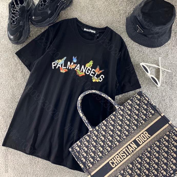 Palm Angels 2023SS新款七彩蝴蝶字母T恤