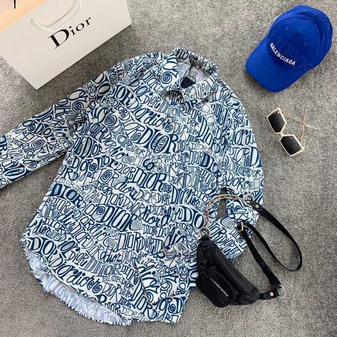 DIOR x STUSSY 2023SS 最新款海浪满幅字母衬衫