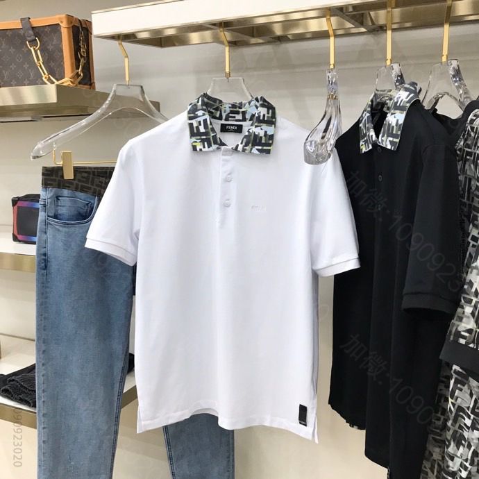 FEND 20SS最新爆款经典LOGO图案印花翻领短袖POLO衫