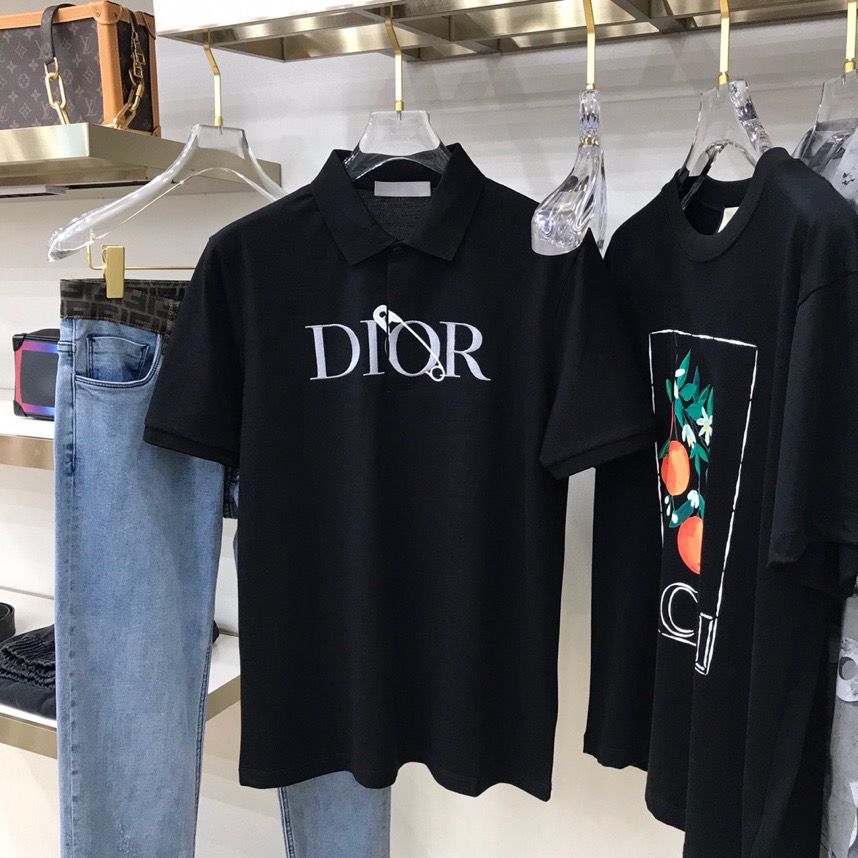 迪奥男装短袖衫 DIO 品牌最新潮流logo翻领T恤 原单迪奥短袖衫 