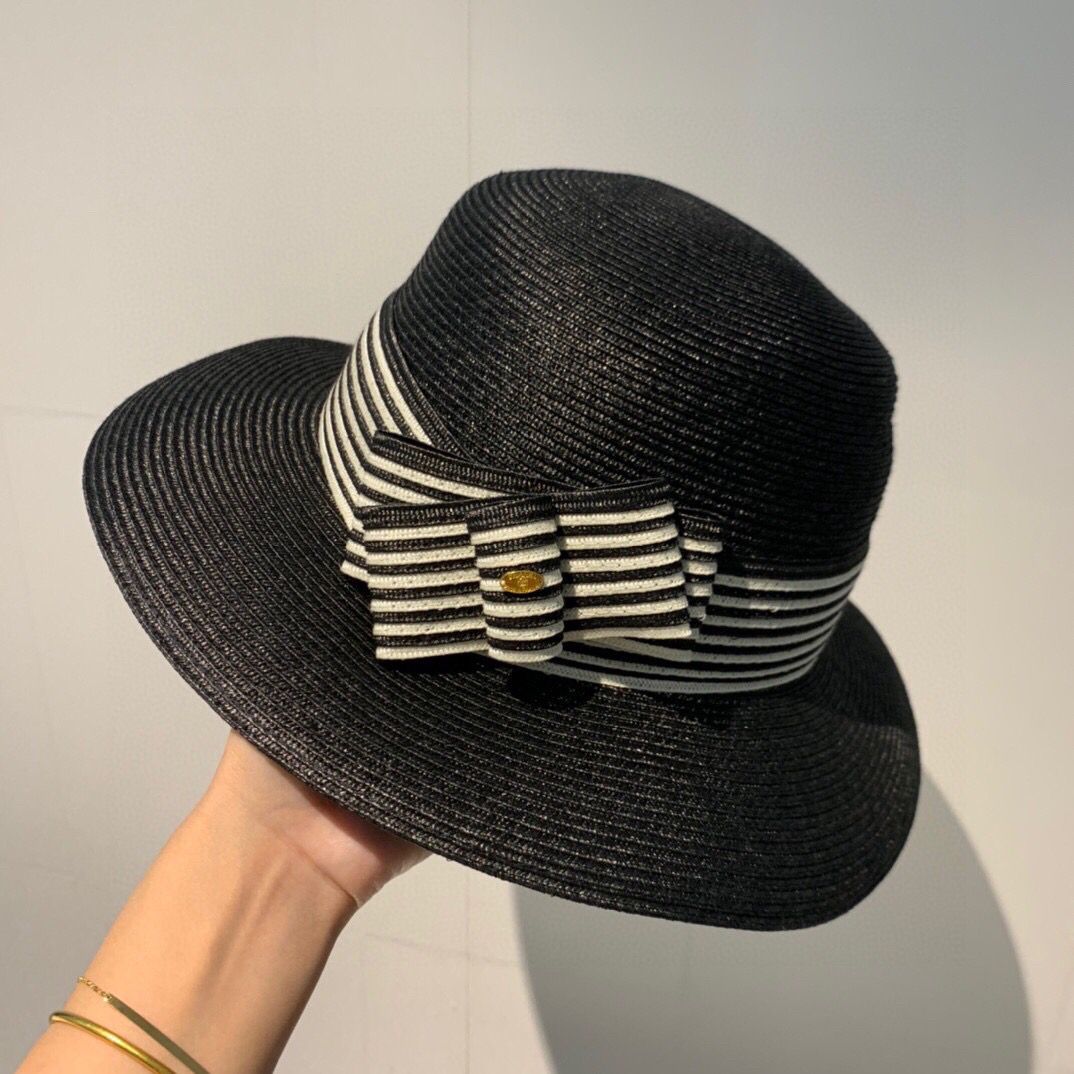 CHANEL香奈儿神秘条纹织带装饰设计礼帽太阳帽