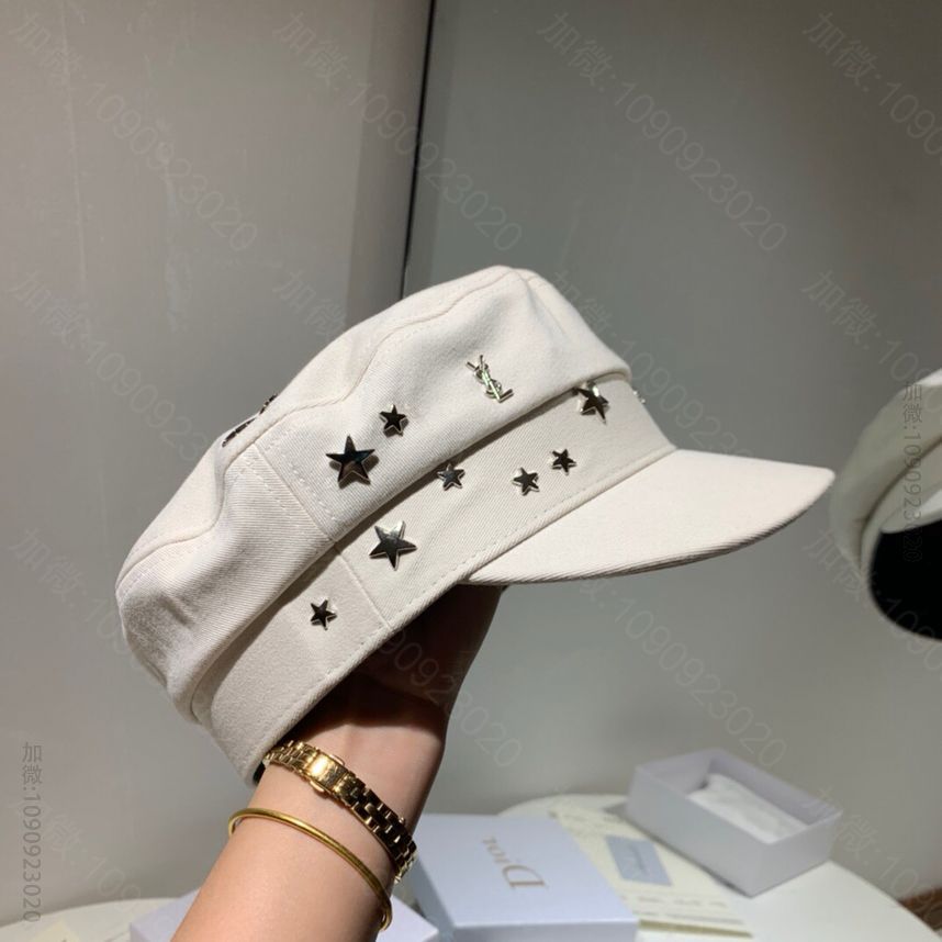 YSL圣罗兰秋款纯棉面料女士军帽