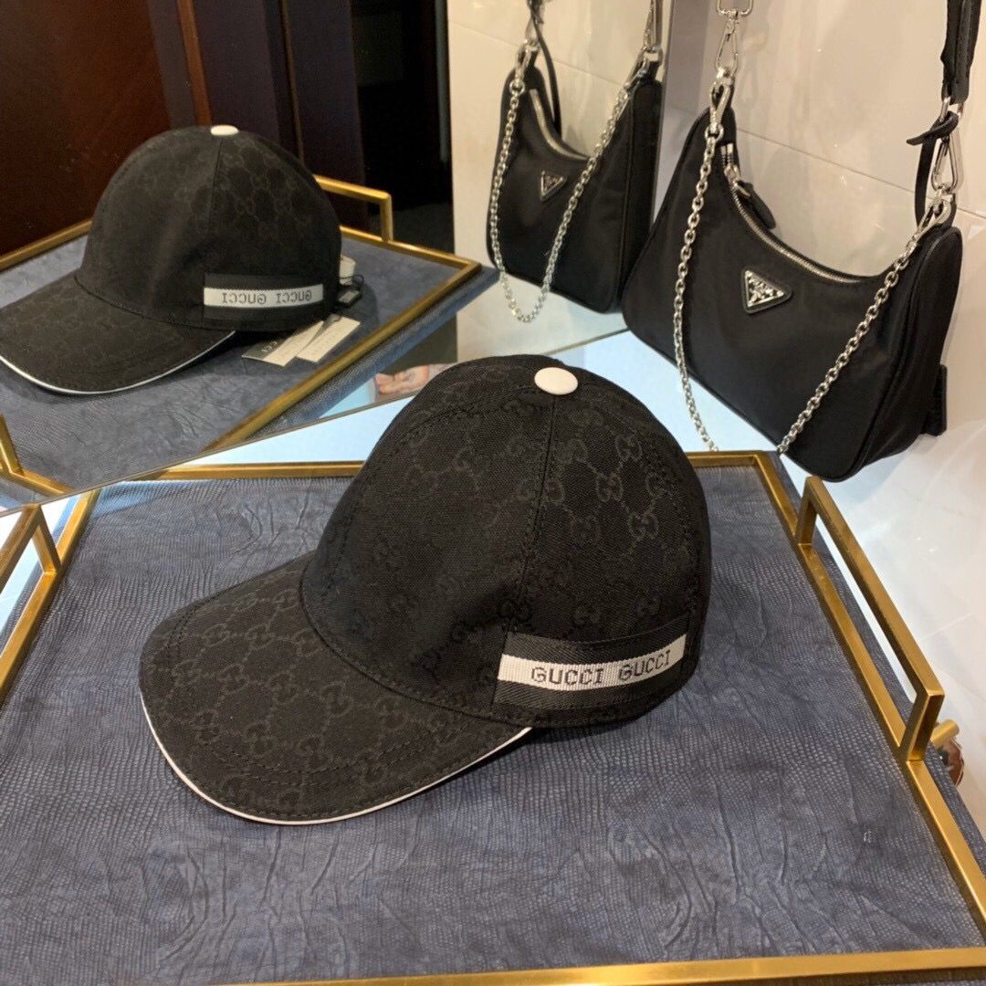 GUCCI古奇原版帆布料+头层牛皮男女通用棒球帽鸭舌帽