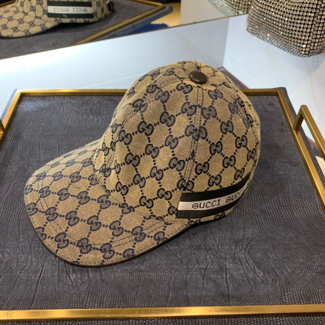 GUCCI古奇原版帆布料+头层牛皮男女通用棒球帽鸭舌帽