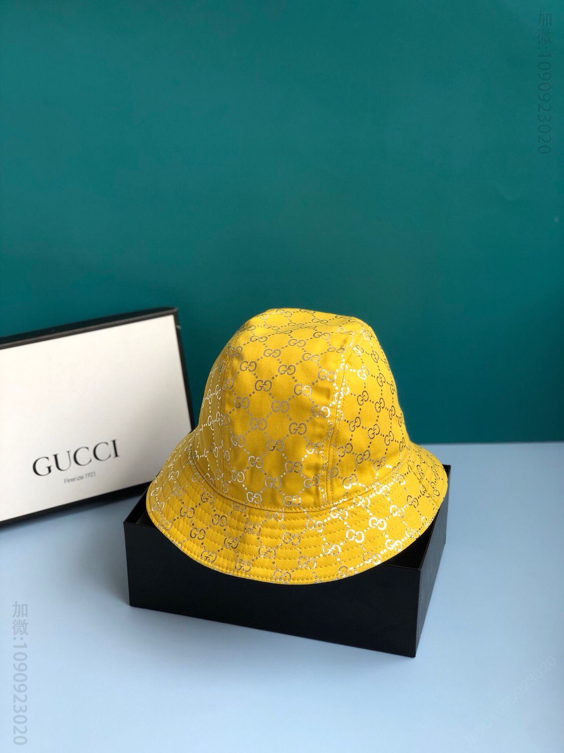 GUCCI古驰可折叠格纹渔夫帽
