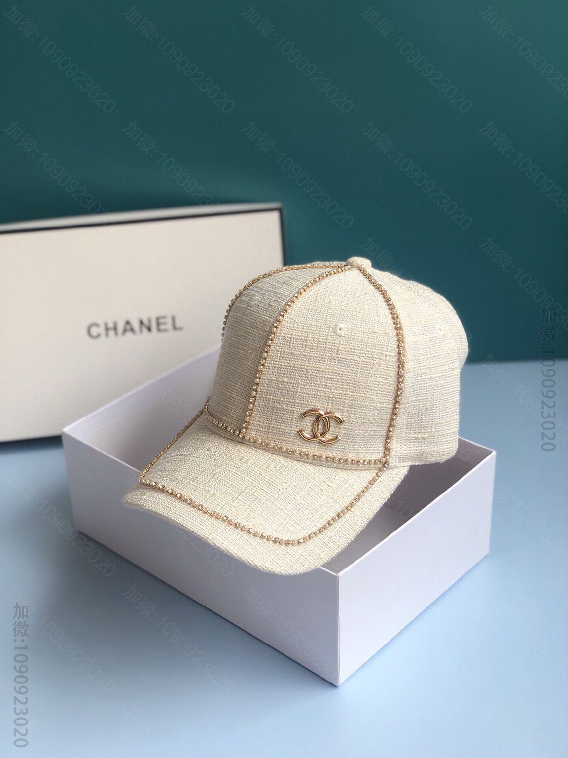 CHANEL香奈儿2023新款双c超级好看的金线混钻拼接鸭舌帽