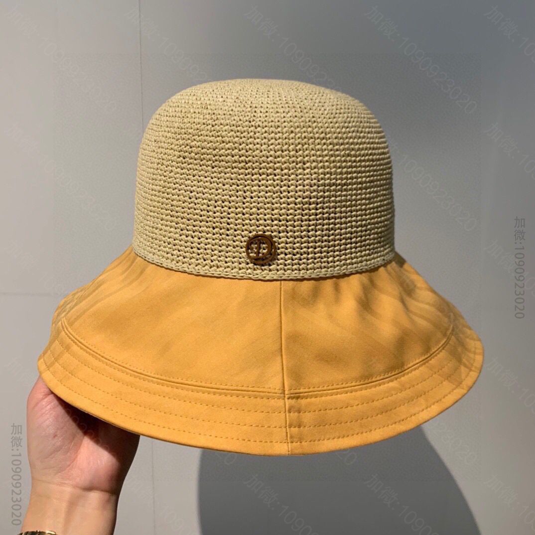 Dior迪奥新款撞色布檐拉菲草遮阳礼帽太阳帽