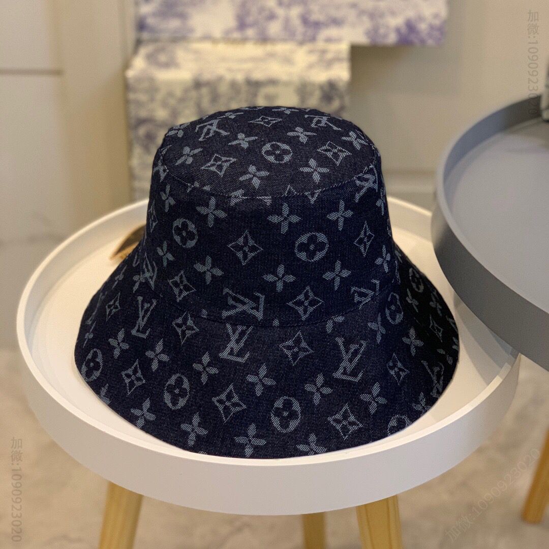 LV路易威登进口防水料男女通用双面牛仔渔夫帽
