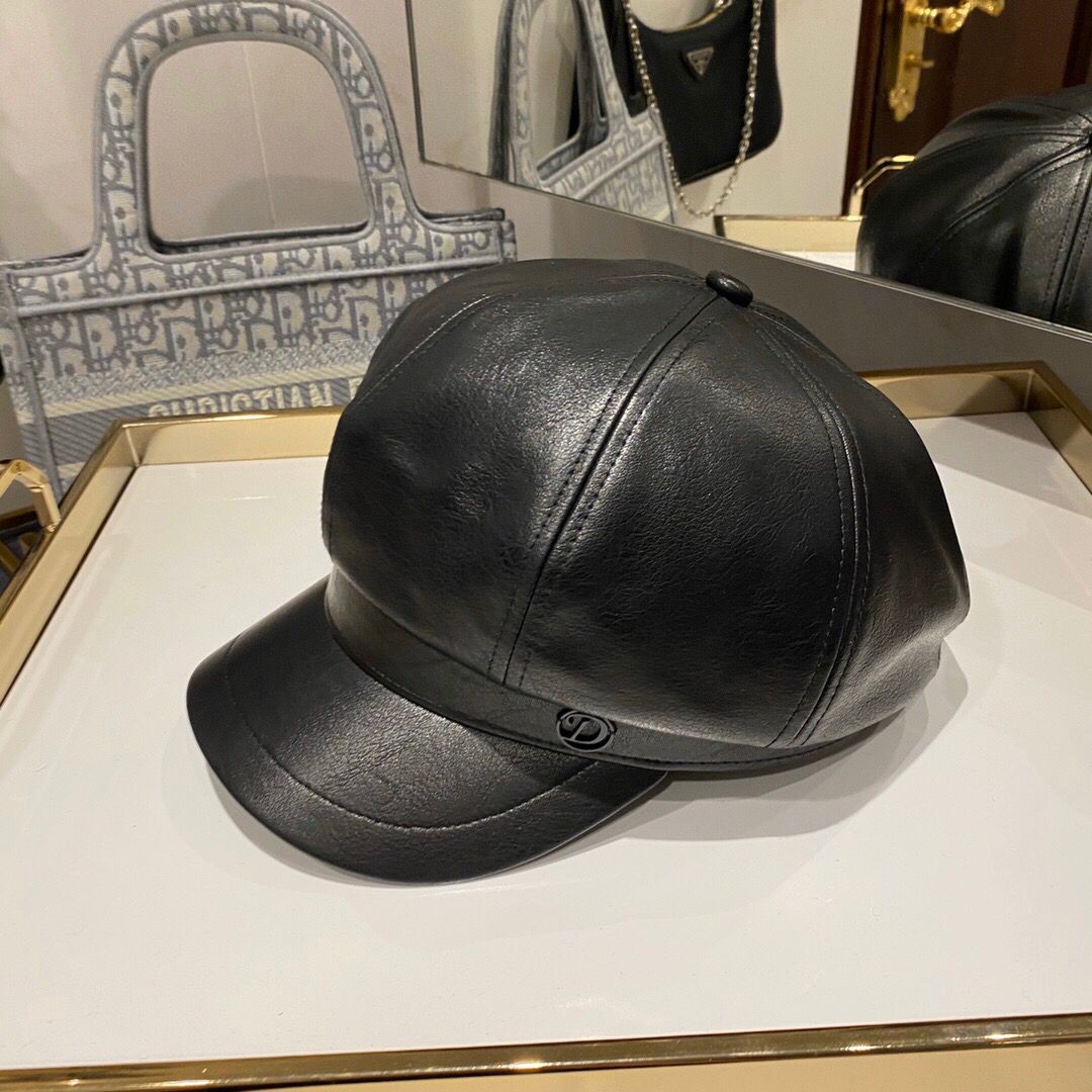 Dior迪奥2023秋冬新款高级皮革八角贝雷帽