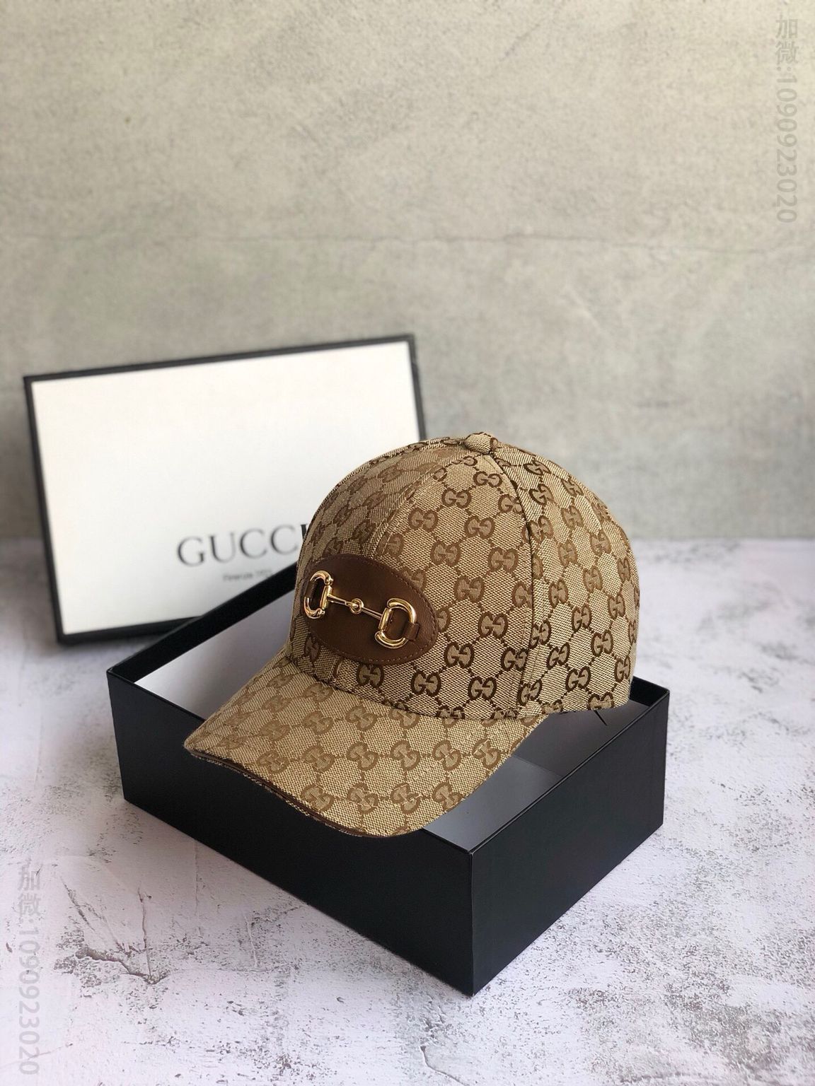 GUCCI古驰原版帆布料+牛皮微标新款原单棒球帽