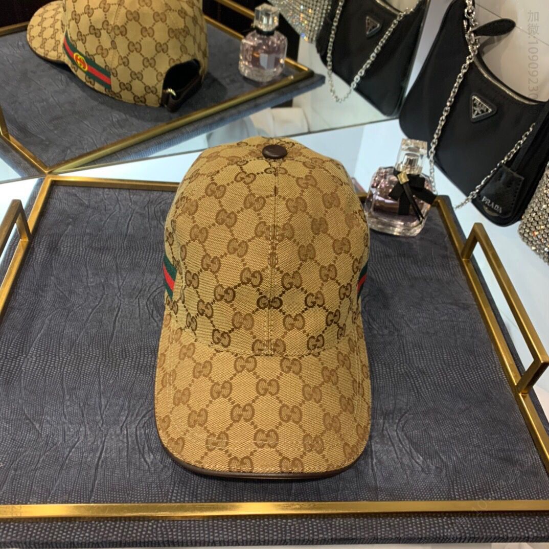 GUCCI古奇原版帆布料+头层牛皮原单棒球帽