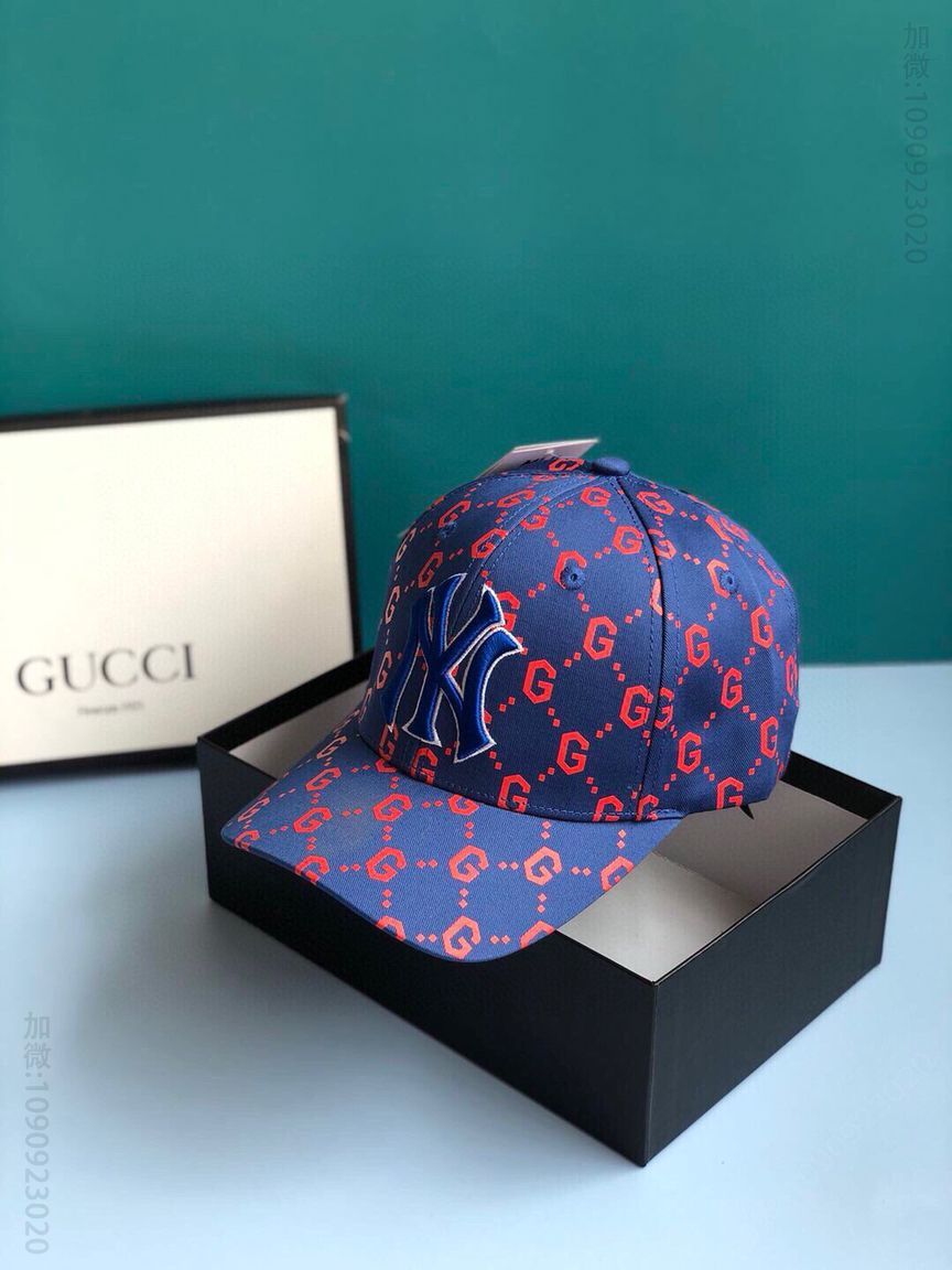NY洋基队联名Gucci古琦ny字母潮流精致帽沿男女通用棒球帽鸭舌帽
