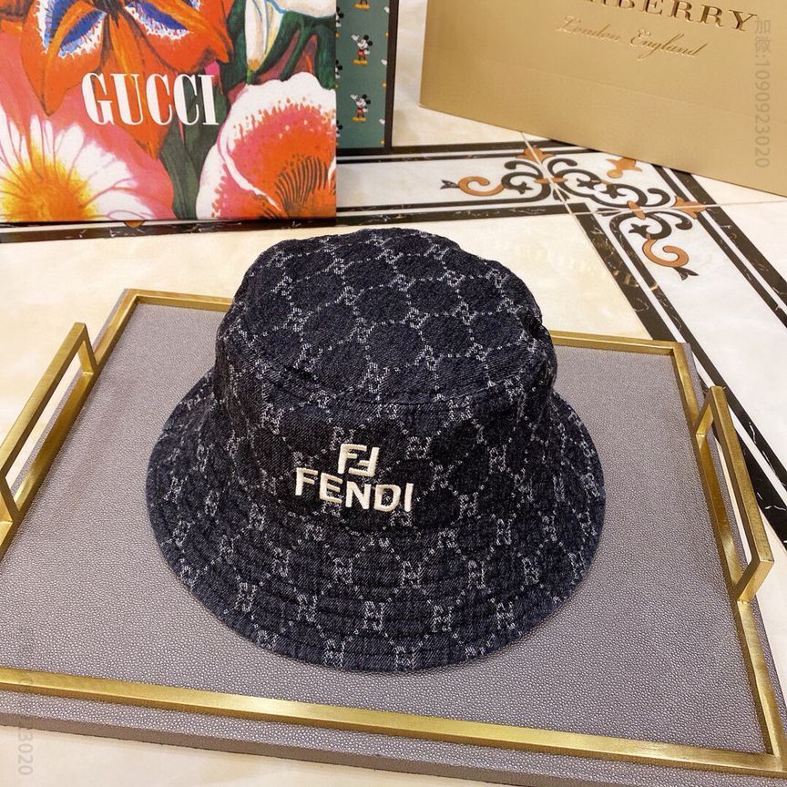 FENDI芬迪2023新款水洗刺绣爆款渔夫帽
