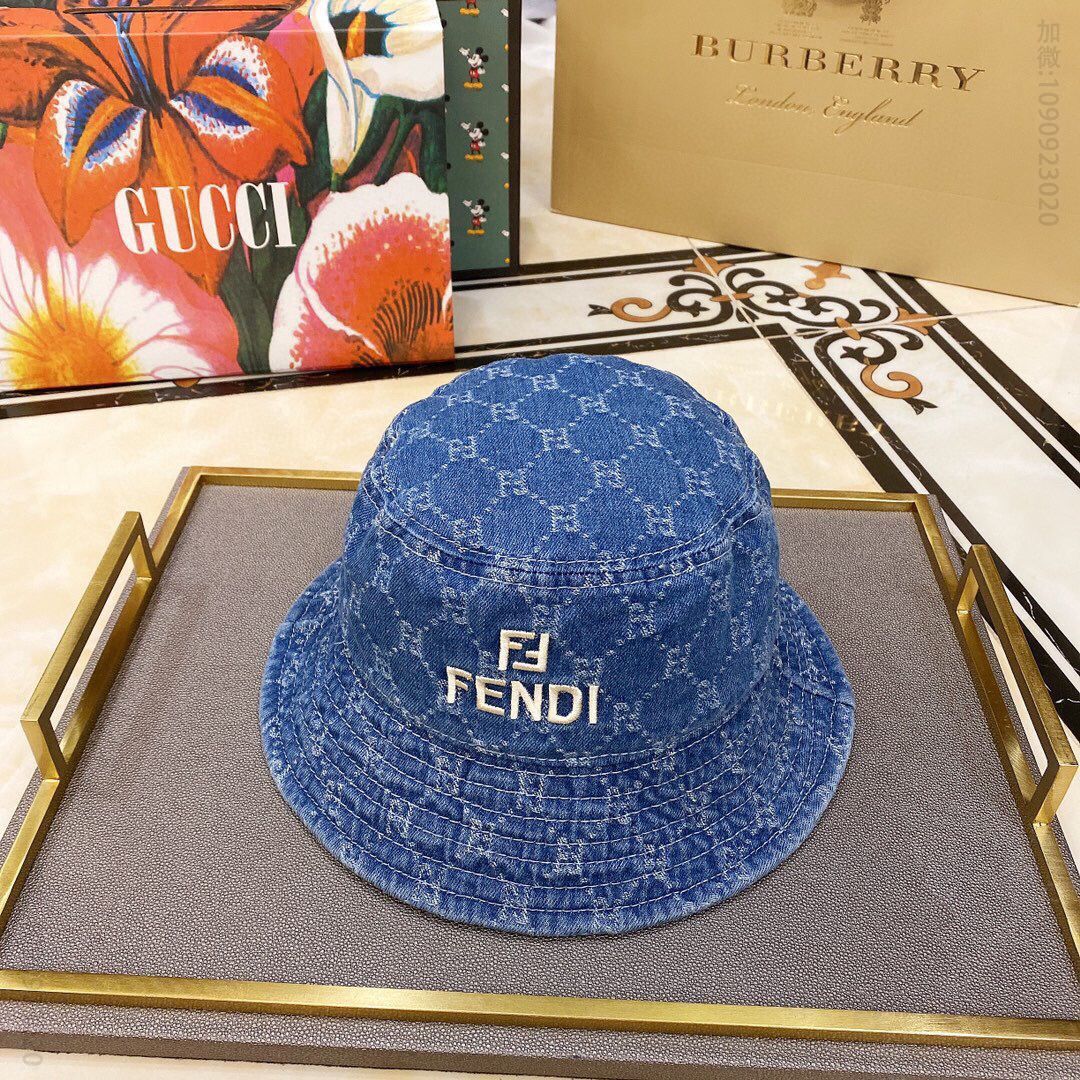 FENDI芬迪2023新款水洗刺绣爆款渔夫帽