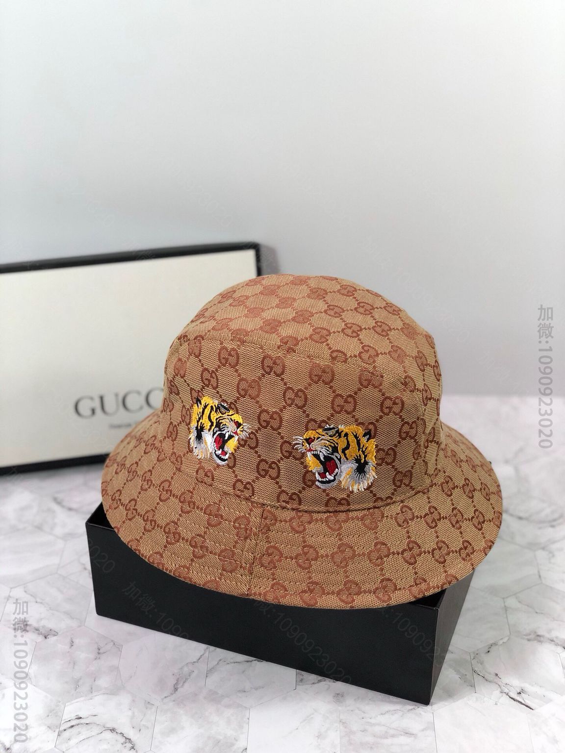 GUCCI古驰虎头刺绣渔夫帽