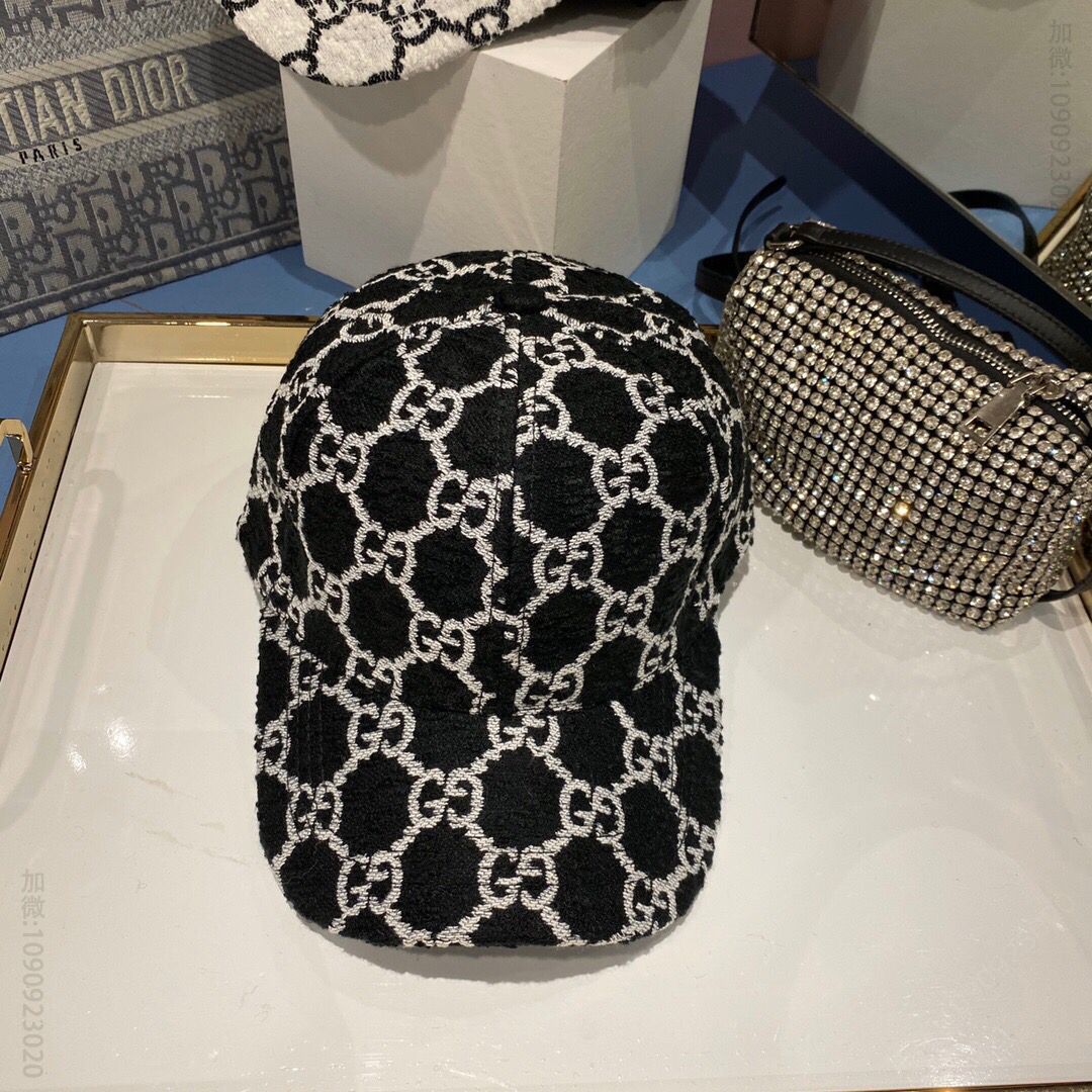 GUCCI古驰早秋新款logo标志混纺棒球帽