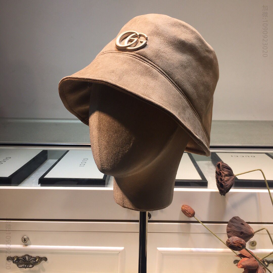 GUCCI古驰简约时尚百搭款鹿皮绒渔夫帽