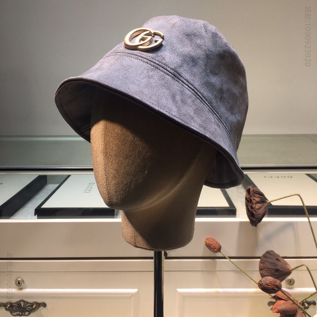 GUCCI古驰简约时尚百搭款鹿皮绒渔夫帽