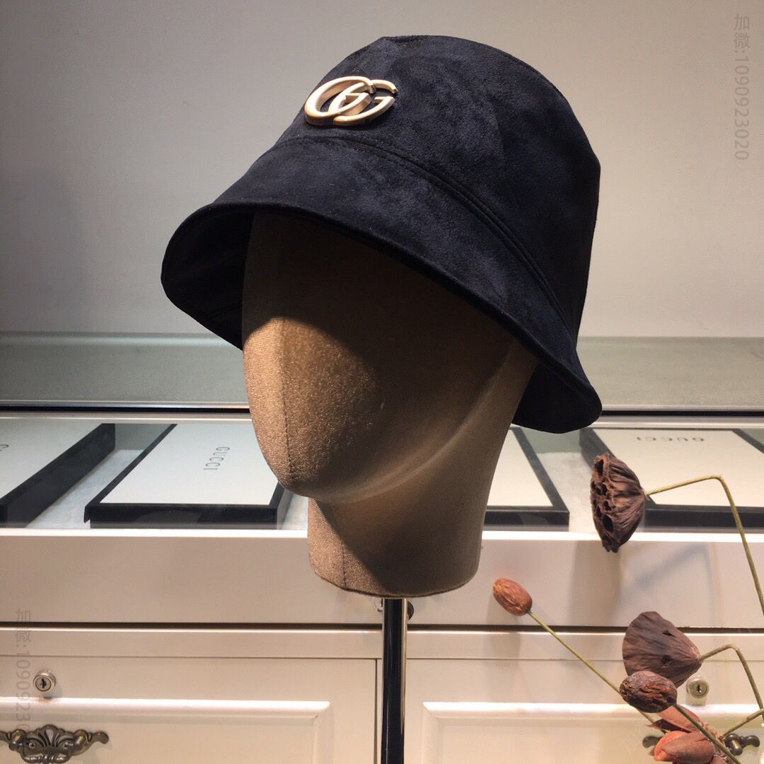 GUCCI古驰简约时尚百搭款鹿皮绒渔夫帽