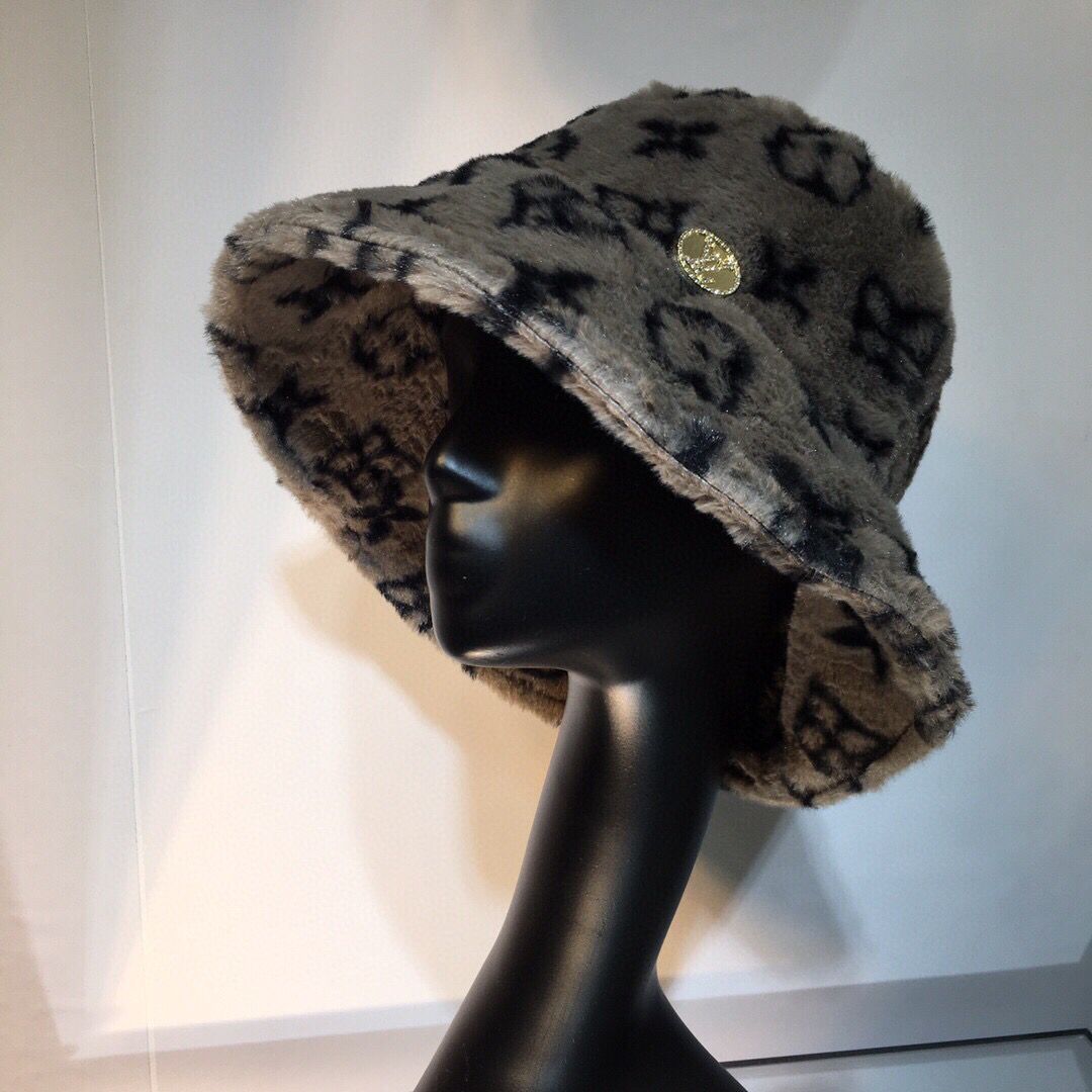 复刻LV女士帽子 LV路易威登暗纹提花设计渔夫帽 复刻LV帽子批发 