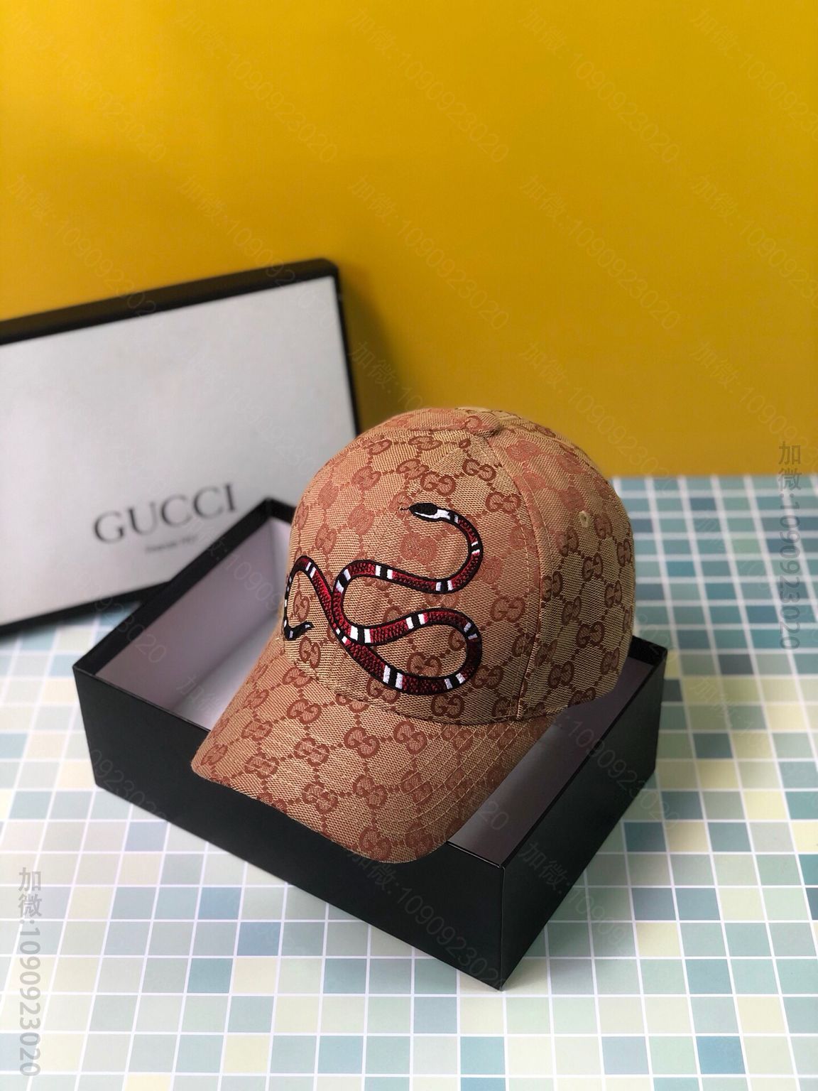 GUCCI古驰环蛇刺绣鸭舌帽棒球帽