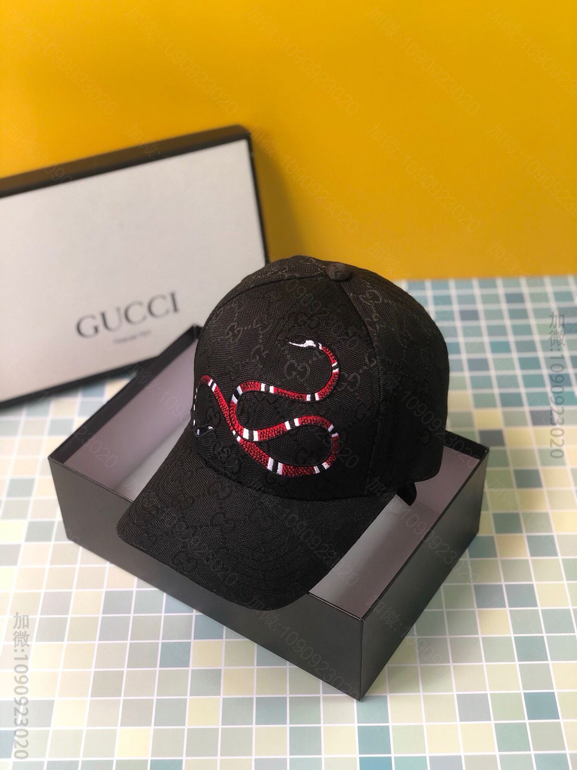 GUCCI古驰环蛇刺绣鸭舌帽棒球帽