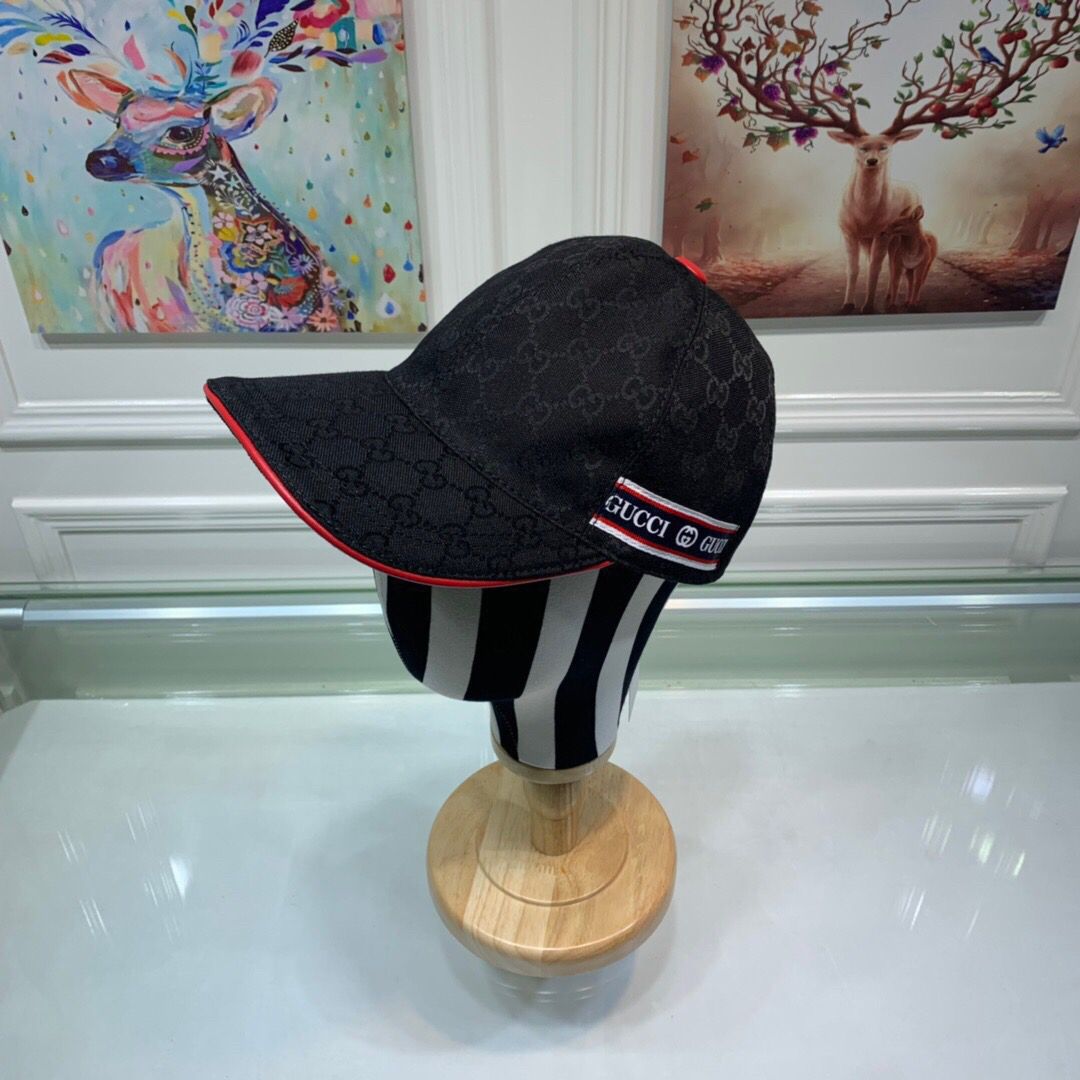 GUCCI古驰原版帆布料头层牛皮男女通用鸭舌帽棒球帽