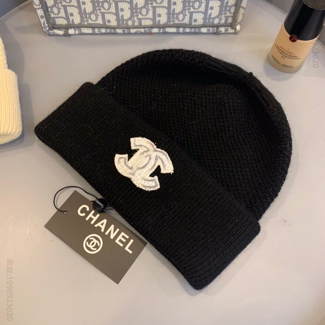 CHANEL香奈儿新款字母刺绣标针织羊毛毛线帽
