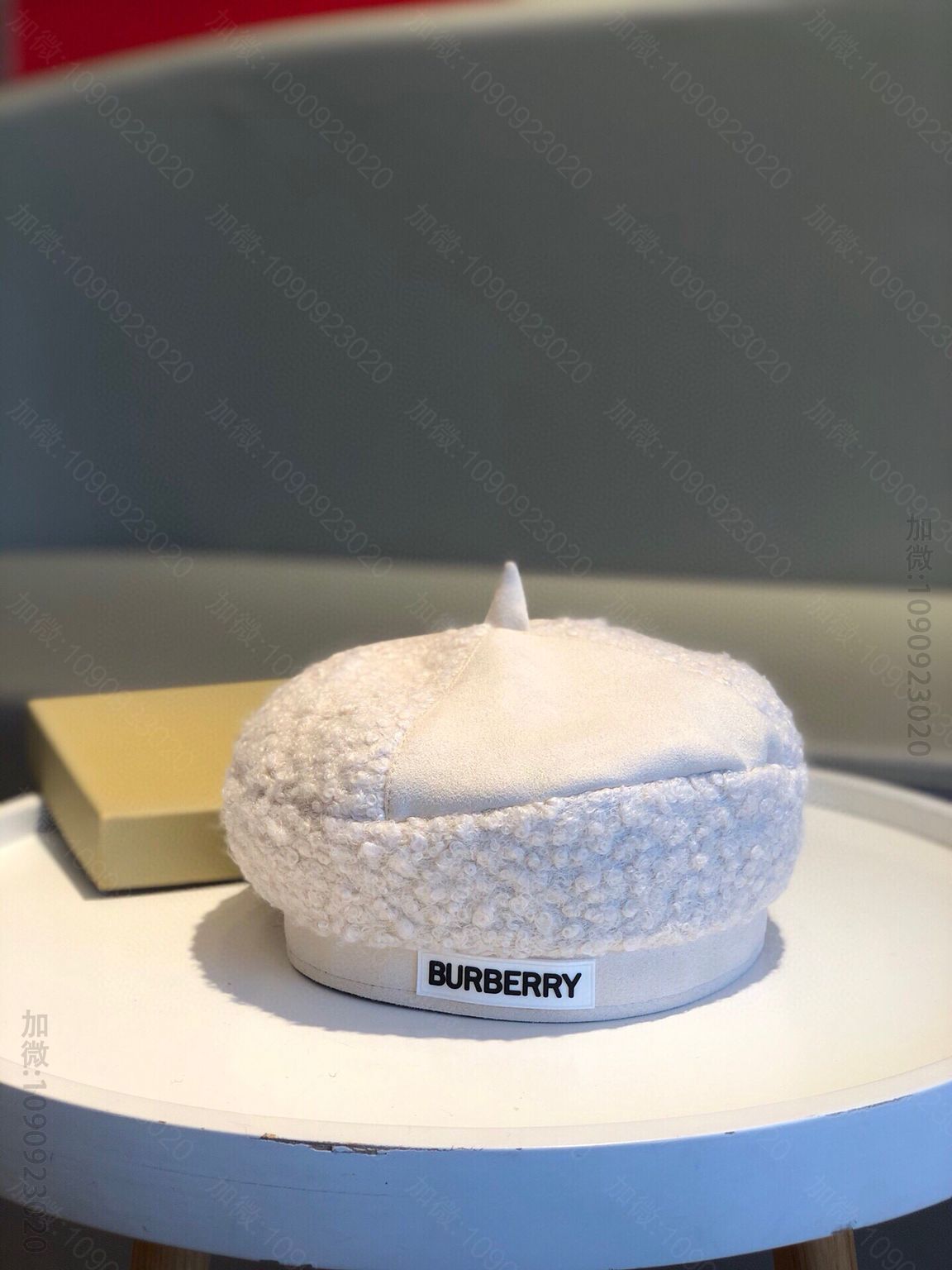 B21016_Burberry巴宝莉专柜款羊羔毛画家帽圆顶帽 复刻巴宝莉女款帽子
