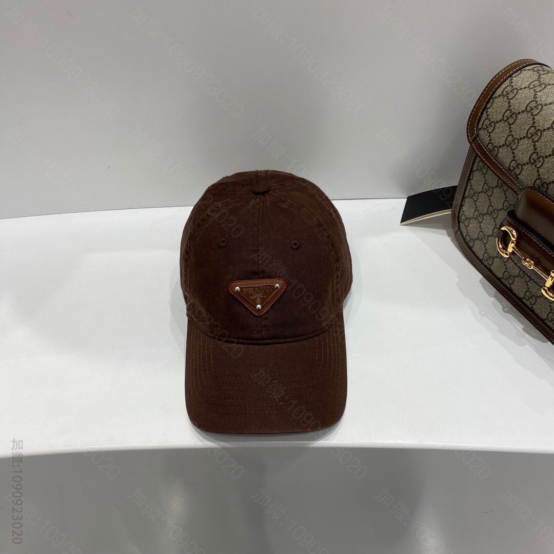 PRADA普拉达春夏新款洗水棉布棒球帽