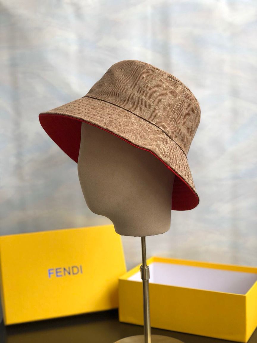 精仿芬迪男女款帽子 精仿芬迪帽子 FENDI芬迪双面提花定制logo男女通用渔夫帽 