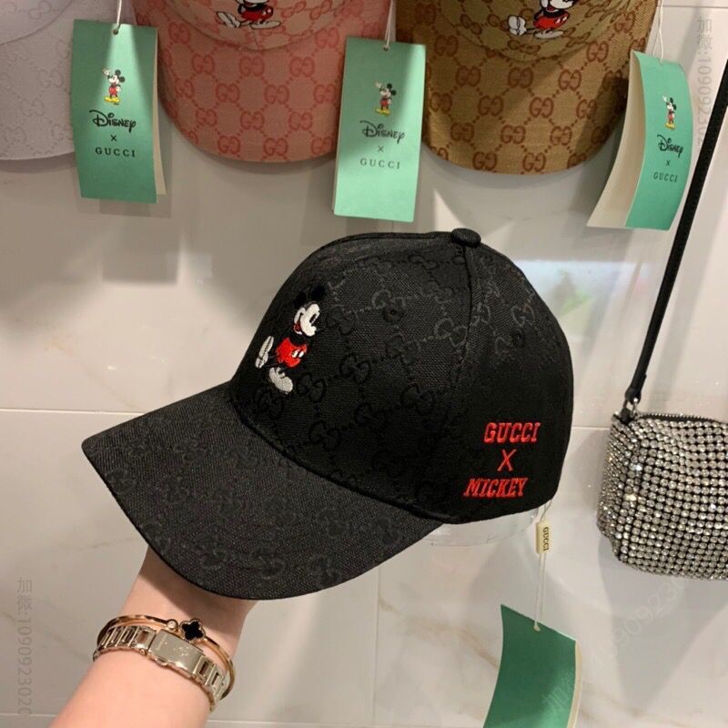Gucci古奇2023专柜新款经典GG面料米老鼠鸭舌帽