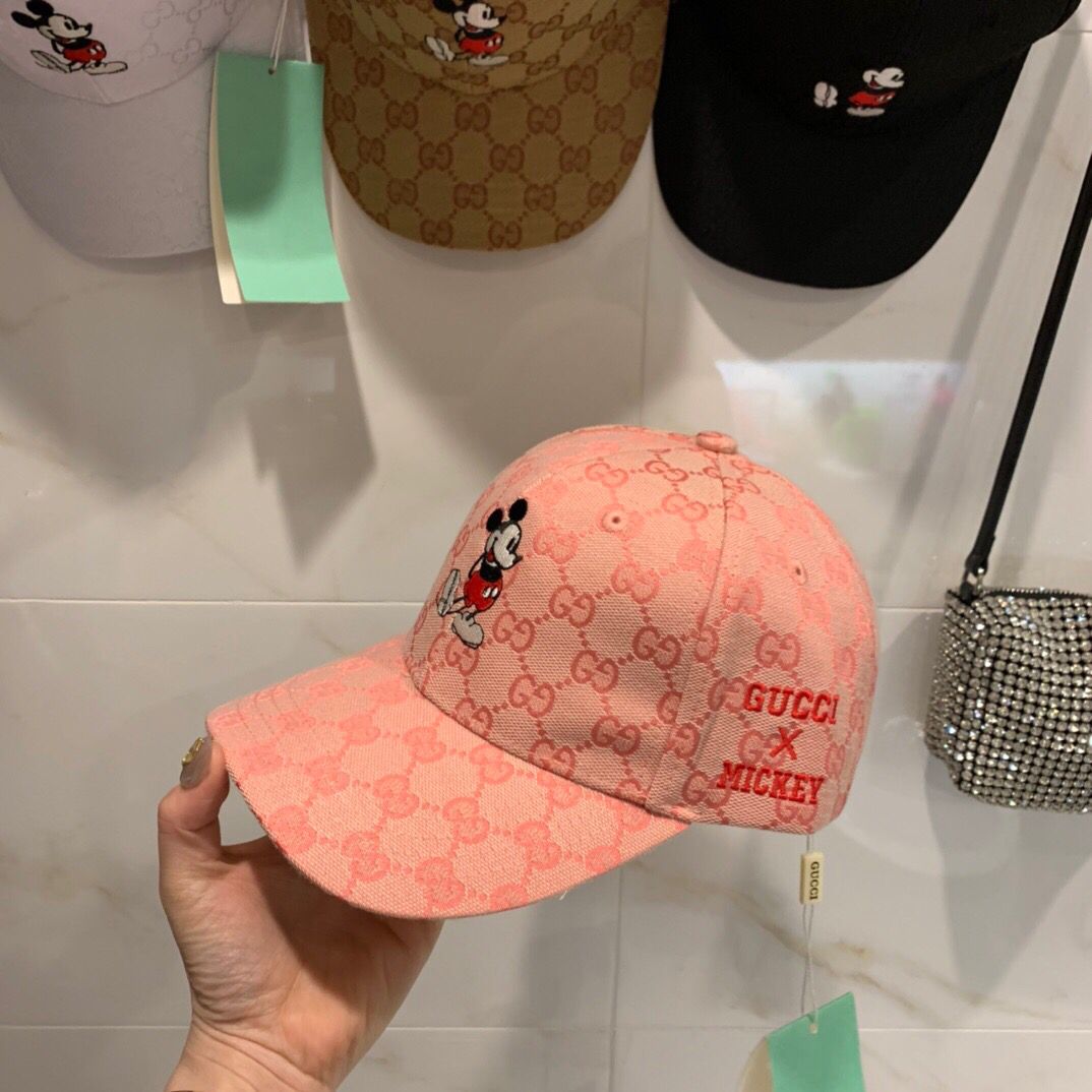 Gucci古奇2023专柜新款经典GG面料米老鼠鸭舌帽