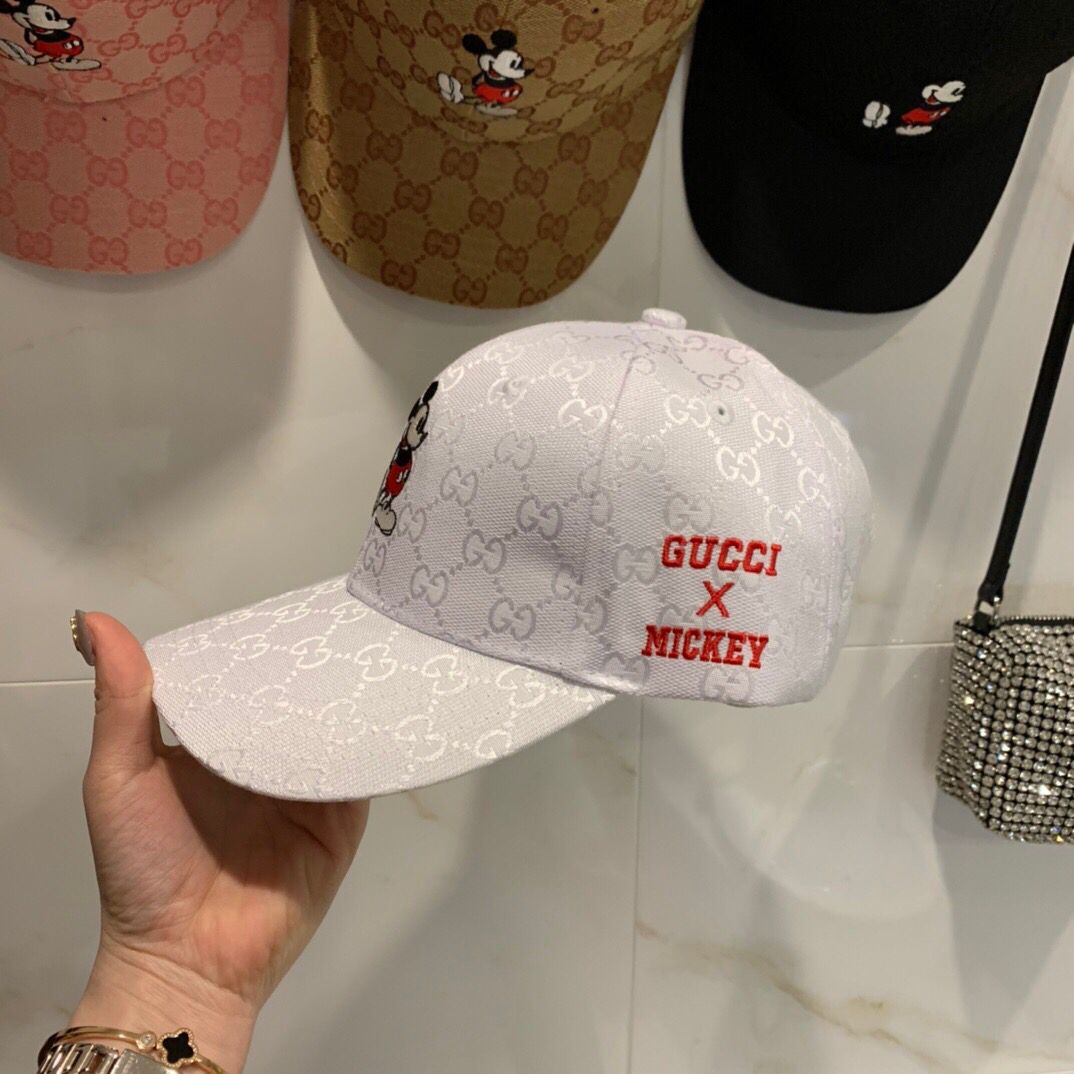 Gucci古奇2023专柜新款经典GG面料米老鼠鸭舌帽