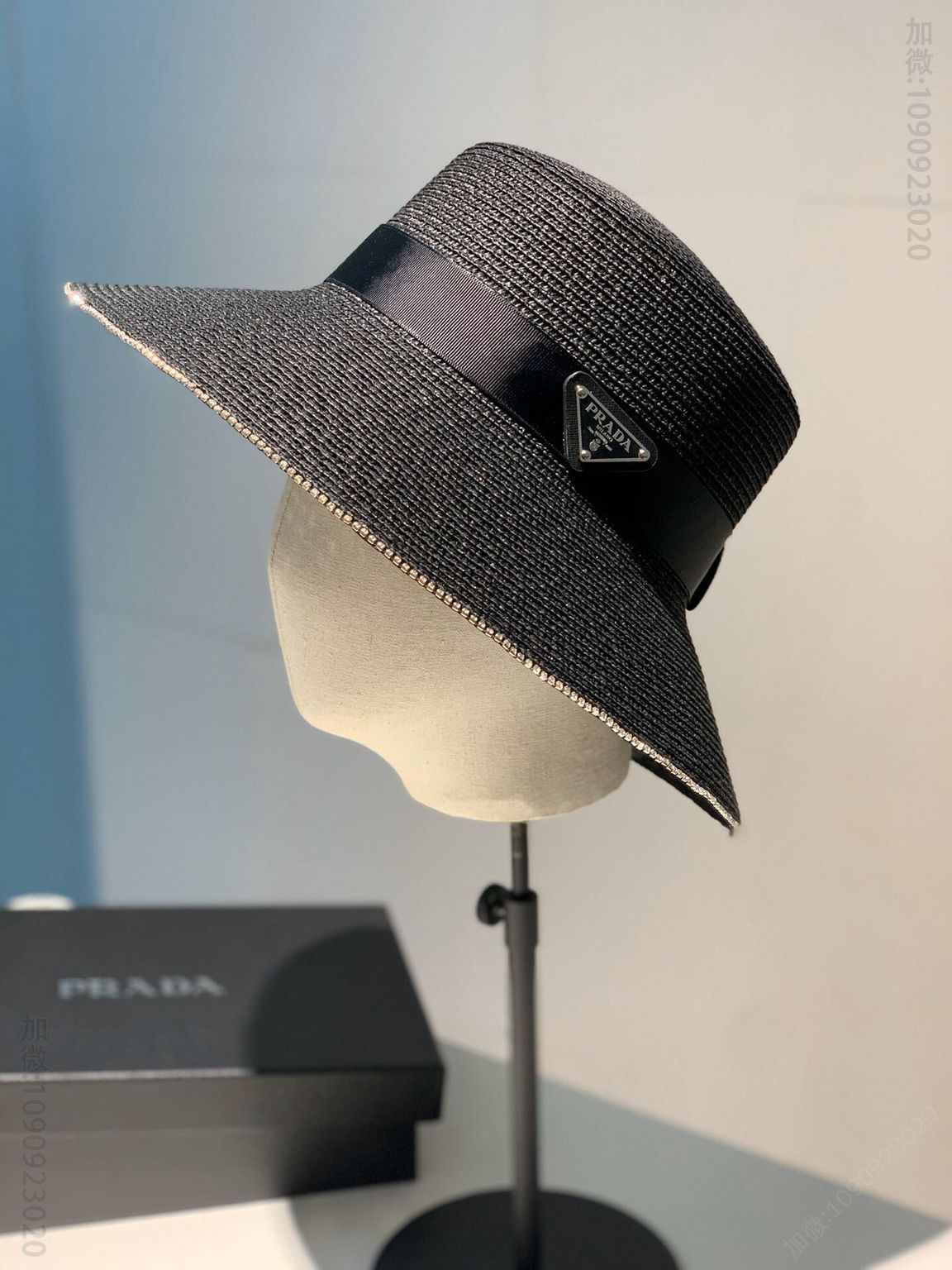 PRADA普拉三角标logo礼帽大檐帽