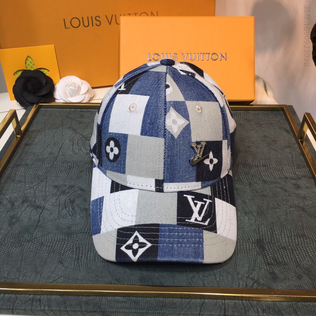 LV路易威登新品老花棒球帽提花logo男女通用鸭舌帽