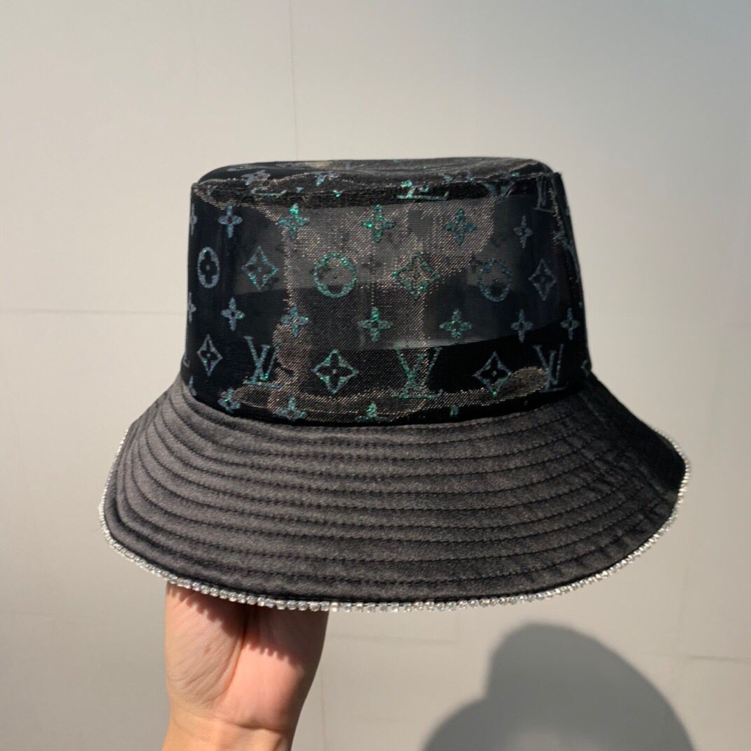 高仿路易威登女士帽子 LV路易威登2023新款透气网纱面料经典印花渔夫帽 路易威登女士帽子价格 