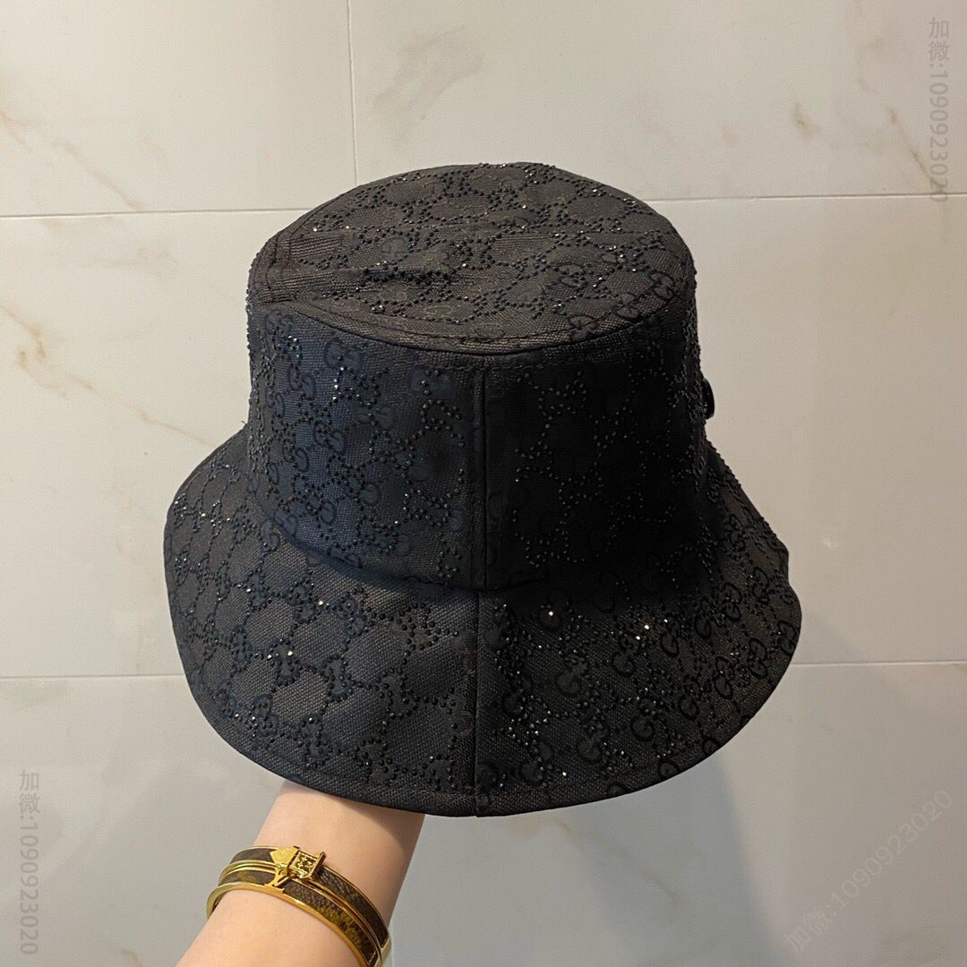 GUCCI古奇新款烫钻老花渔夫帽
