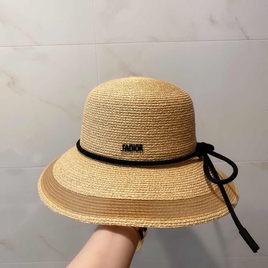 Dior迪奥新款拉菲草遮阳盆帽太阳帽沙滩帽
