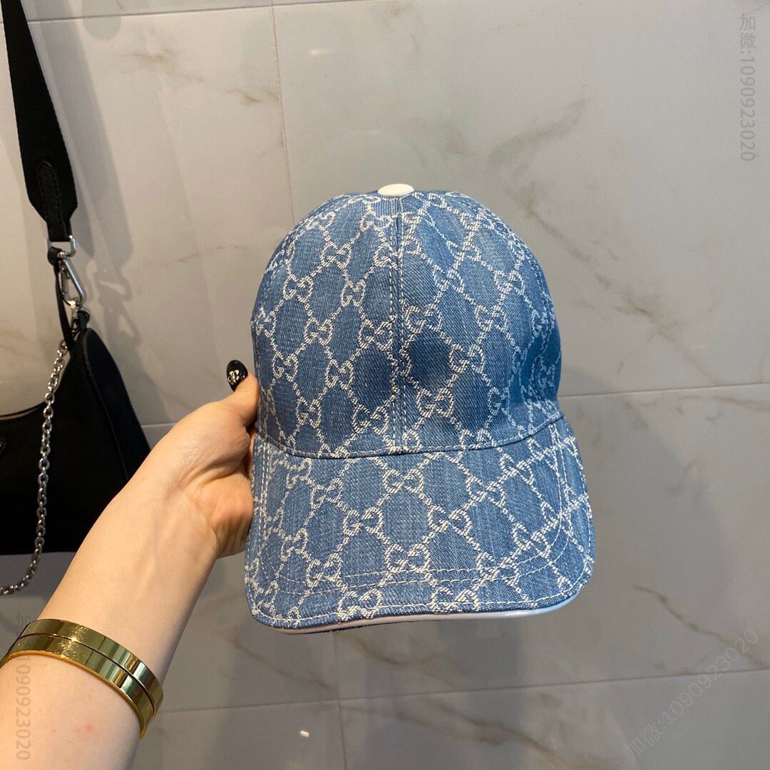 GUCCI古奇原版牛仔布料+头层牛皮男女通用棒球帽鸭舌帽
