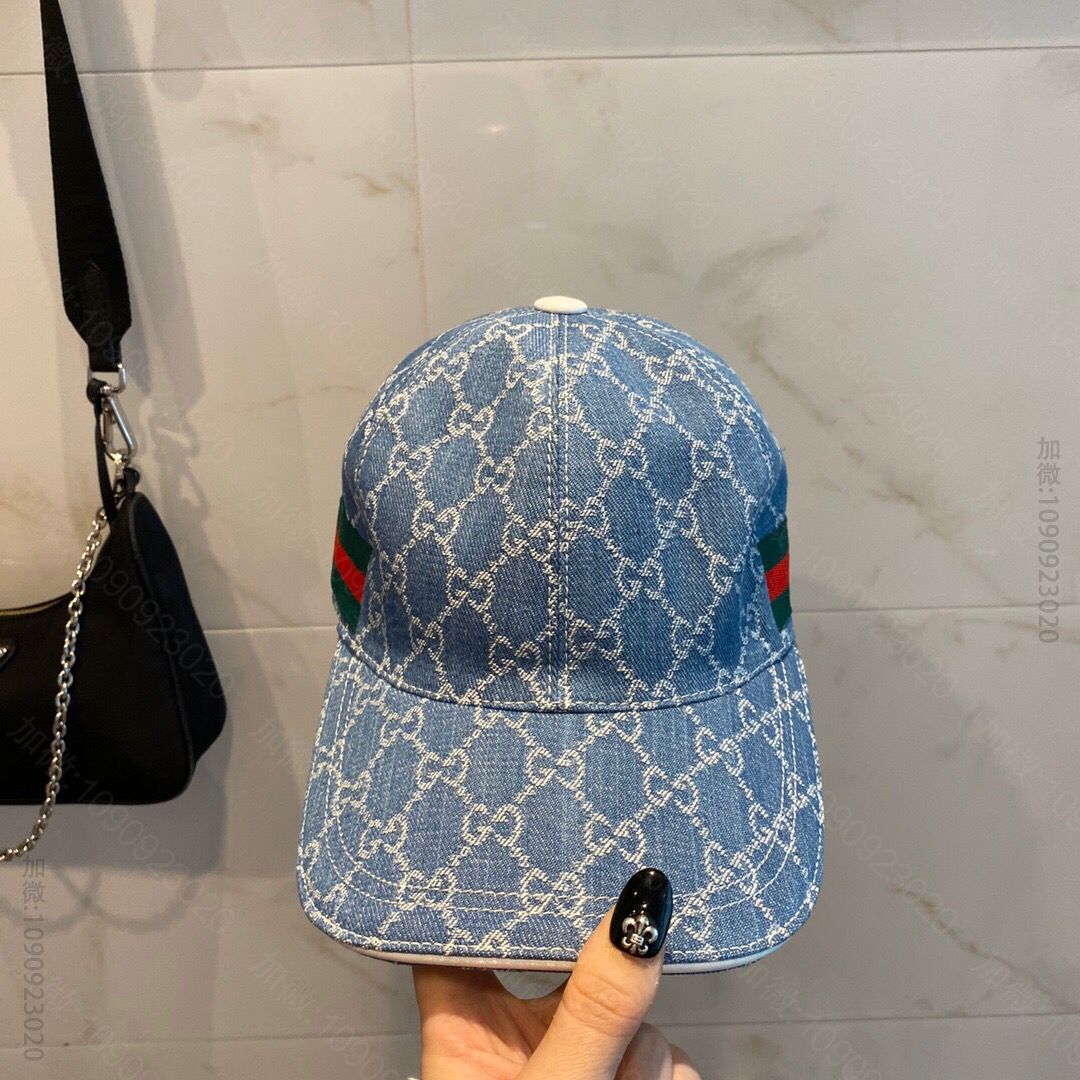 GUCCI古奇原版牛仔布料+头层牛皮男女通用棒球帽鸭舌帽