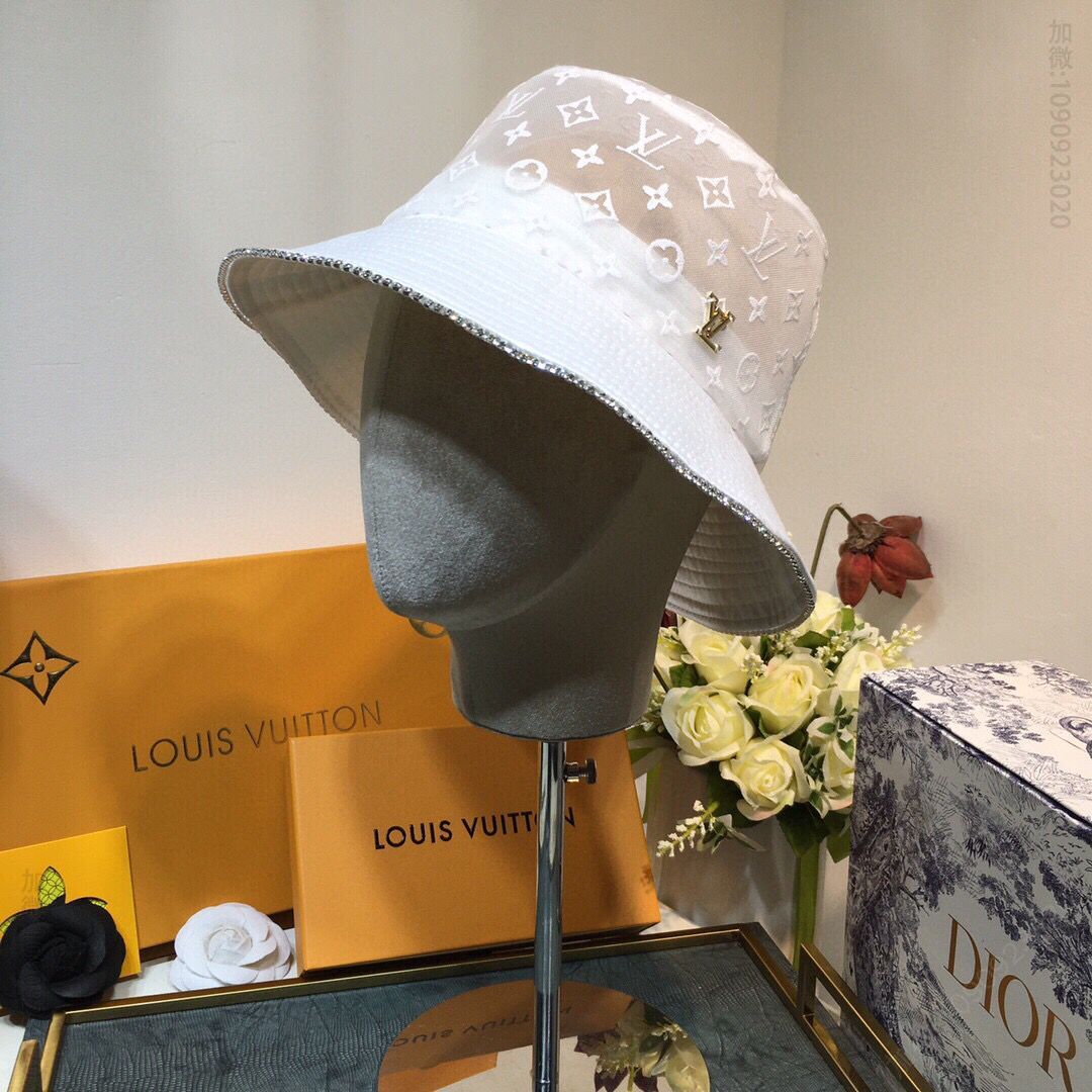 LV路易威登提花logo原单品质时尚水钻搭配渔夫帽