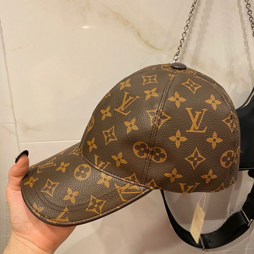 LV路易威登原版专柜PU皮革+头层牛皮包边棒球帽鸭舌帽