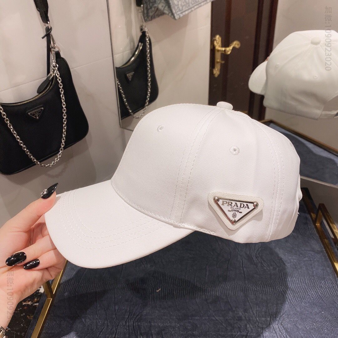 PRADA普拉达新款三角标男女通用棒球帽鸭舌帽