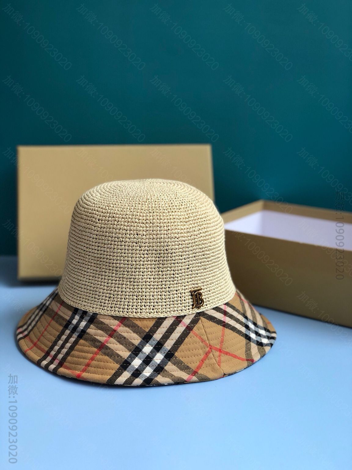 博柏利Burberry高端定制新款拼接渔夫细编帽